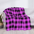 thumbnail image 3 of Fotbe Purple Black Buffalo Plaid Manta de Franela con Estampado, Manta Ultrasuave para Cama, Sofá, Auto, Hipoalergénica y Antibolitas-50"x40", 3 of 6