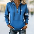 thumbnail image 2 of Hoodies for Women Hoodie Retro Sweatshirt Zip Up American Flag Long Sleeves Sweatshirt Tops Hemlock, 2 of 4