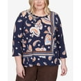 thumbnail image 4 of Alfred Dunner Womens Plus-Size Paisley Border Braid Neck Top, 4 of 6