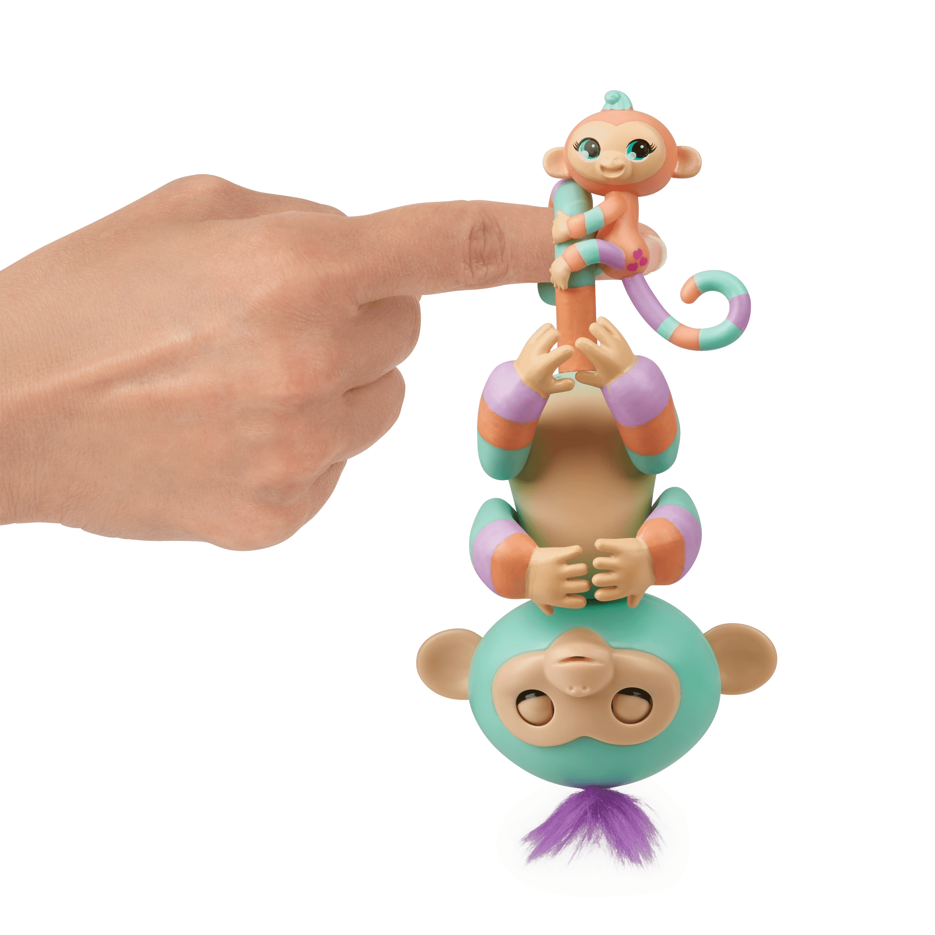 Fingerlings Danny & Gianna Baby Monkey Mini BFF Aqua Interactive 2018 WowWee for sale online 