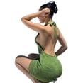 thumbnail image 2 of Traje de baño de vacaciones para mujeres europeas y americanas, sexy, ajustado a la cadera, sin espalda, con tirantes, vestido de punto, 2 of 6