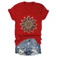 thumbnail image 2 of HEILAU American Flag Graphic T Shirts for Women 4th of July Vintage Floral T Shirt Boho Wildflower Loose Tees Short Sleeve Casual Tops Patriotic Tops, 2 of 4