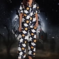 thumbnail image 2 of GZWYHT 2 Piece Pajama Set for Women Halloween Pajamas Pumpkin Print Short Sleeve Button Top and Capri Pants Matching Halloween Pajamas Soft Pajama Set for Women Cute Pajama Sets for Women Black 2XL, 2 of 7