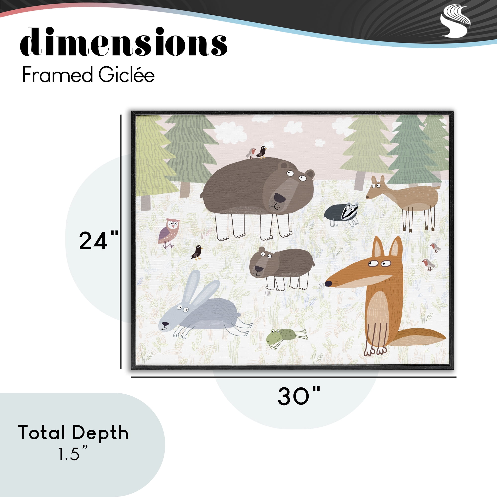 Stupell Industries Forest Animals Out and About Black Framed Giclee Art, design by Carla Daly