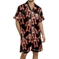 thumbnail image 3 of Funny Graphic Pajamas for Men Set Short Sleeve Button Down Sleepwear Loungewear 2 Piece Pjs,#01 L, 3 of 4