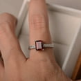 thumbnail image 4 of natural garnet ring, emerald cut red gemstone, January birthstone, solitaire ring, sterling silver ring, 4 of 4