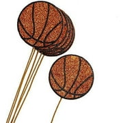 Small Basketball Floral Arrangement Picks (Set Of 6) - Stems For Basketball Sport Themed Centerpieces Baby Shower Or Birthday Party Centerpiece Sticks