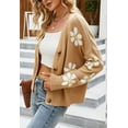 thumbnail image 3 of chouyatou Women's Fall Cute Daisy Button Jacquard Knit Cardigan Sweater Jacket, 3 of 5