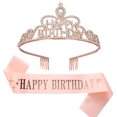 thumbnail image 2 of Yoyauz Women's Birthday Crown & Belt Queen Crystal Crown Rhinestone Hair Band Set Happy Party Decoration Accessories Girls Princess Gift Set, 2 of 6