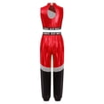 thumbnail image 4 of TiaoBug Kids Girls Jazz Hip Hop Street Dancing Outfit Sleeveless Sequin Crop Top with Dance Pants Set Red 8, 4 of 7