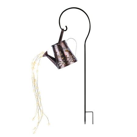 

Solar Watering Can Lights Iron Hollow Art Lamp Outdoor Garden Decor (B)