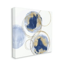 Stupell Industries Golden Rings and Blue Circle Abstraction Modern Shapes, 30 x 30, Designed by Natalie Harris