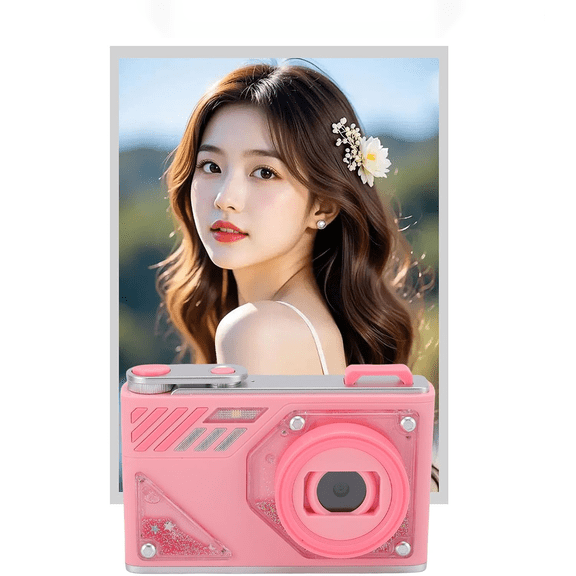 RUDLDA Dual Lens Digital Camera 1080P Video Camera with 2.8in Screen HD and Flash, 8X Zoom Auto Focus, for Students Beginner Travel (Pink)