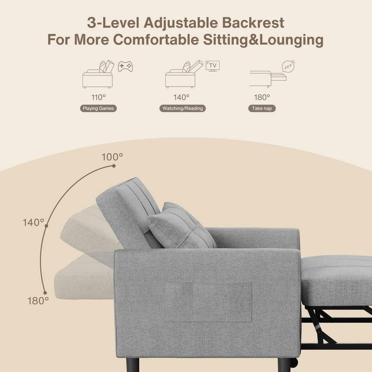 Lofka Chair Bed, Convertible Sofa Bed Couch Recliner Single Bed