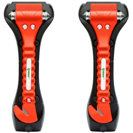 2 PCS of IPOW Car Safety Antiskid Hammer Seatbelt Cutter Emergency Class/Window Punch Breaker Auto Rescue Disaster Escape Life-Saving Hammer