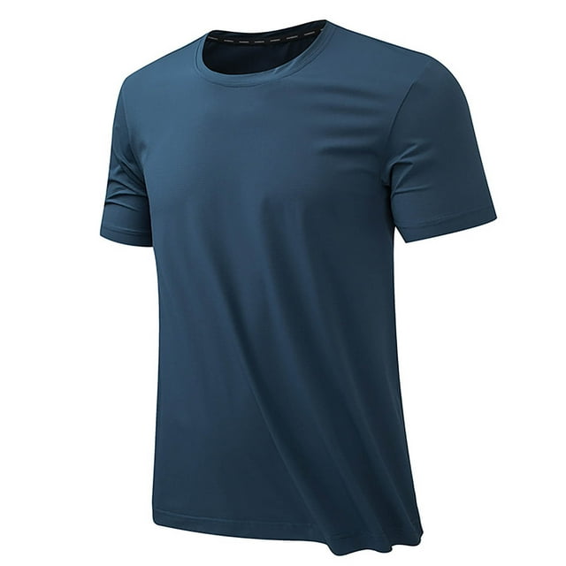AherBiu T-Shirts pour Hommes Grande Taille Col Rond Ajusté Extensible pour Entraînement Athlétique T-Shirts Légers pour Course