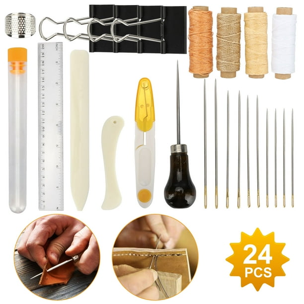 EEEkit Leather Sewing Tools, 24pcs DIY Leather Craft Kit Hand Stitching