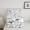 thumbnail image 5 of Manfei Cute Cat King Size Comforter Sets, Cartoon Graffiti Kitten Comforters King Size, Black White, Reversible, 3 Pieces, 1 Comforter and 2 Pillowcases, 5 of 7