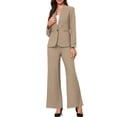 thumbnail image 2 of INSPIRE CHIC Business Suit for Women's 2 Piece Collarless Matching Set Work Outfit Blazer and Pants Sets L Khaki, 2 of 6