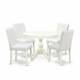 thumbnail image 6 of East West Furniture HBAB5-LWH-64 5 Piece Dining Table Set - Linen White Small Dining Table and 4 White Faux Leather Mid Century Modern Dining Chairs with High Back - Linen White Finish, 6 of 9