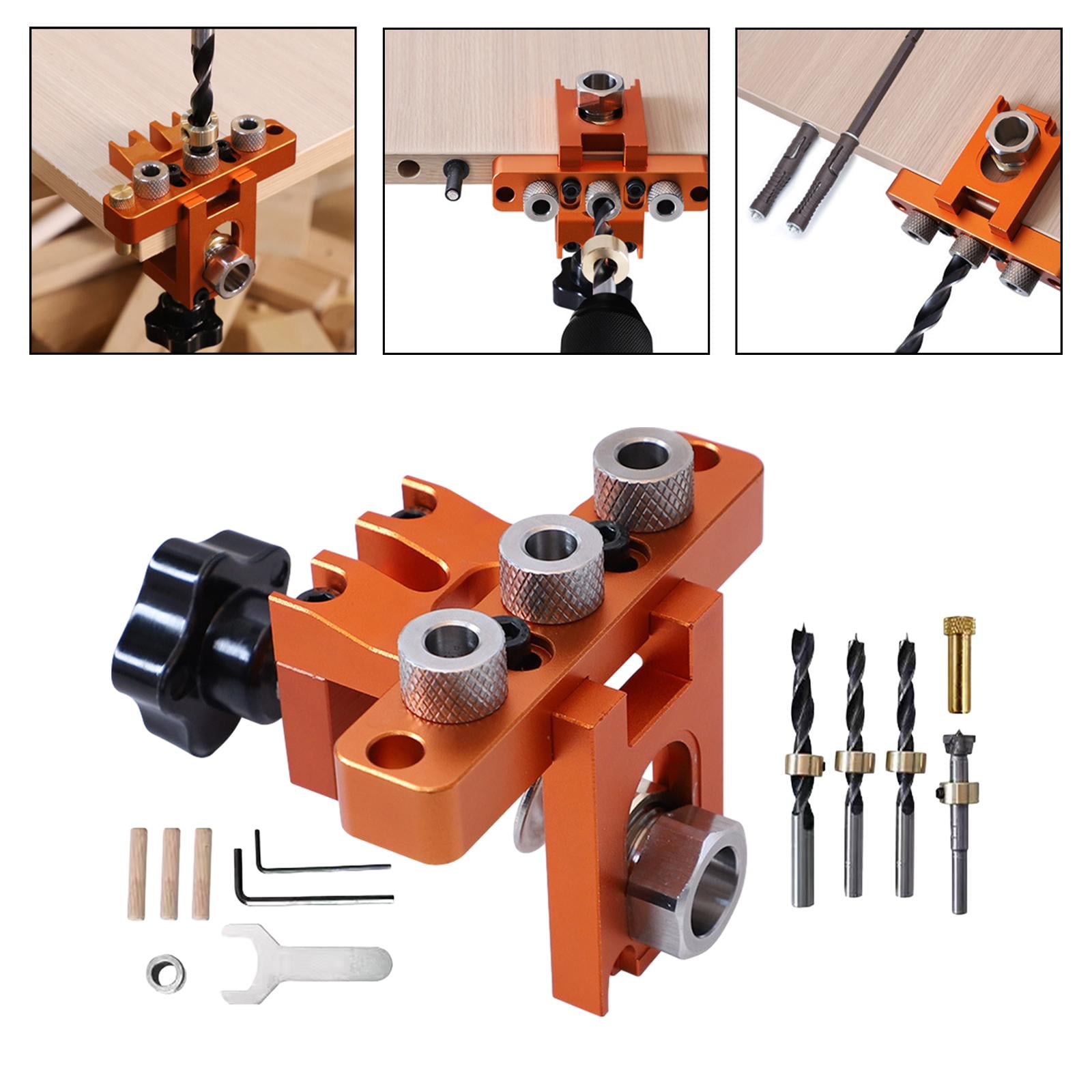 Nishiyuenyi Doweling Jig Kits Dowel Drill Joinery 3 in 1 Pocket Hole Bit Aluminum Alloy Wood