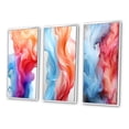 thumbnail image 3 of Designart "Blue and Red Liquid Ink Composition" Minimalism Framed Wall Art Set Of 3 - Blue Abstract Minimalism Frame Gallery Wall Set For Home Decor, 3 of 6