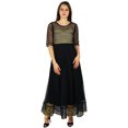 thumbnail image 2 of Bimba Womens Black Net Anarkali Kurta Kurti Long Formal Dress Chic Clothing, 2 of 9