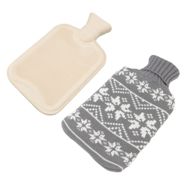 Hot Water Bag, Soft Rubber Hot Water Bag Detachable Wide Water Inlet 1L For Back Grey Snowflake
