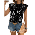 thumbnail image 2 of Blusas de Encaje con Estampado Floral para Mujer, Cuello Redondo, Mangas , Estilo Bohemio, Blancas, Talla M, 2 of 9