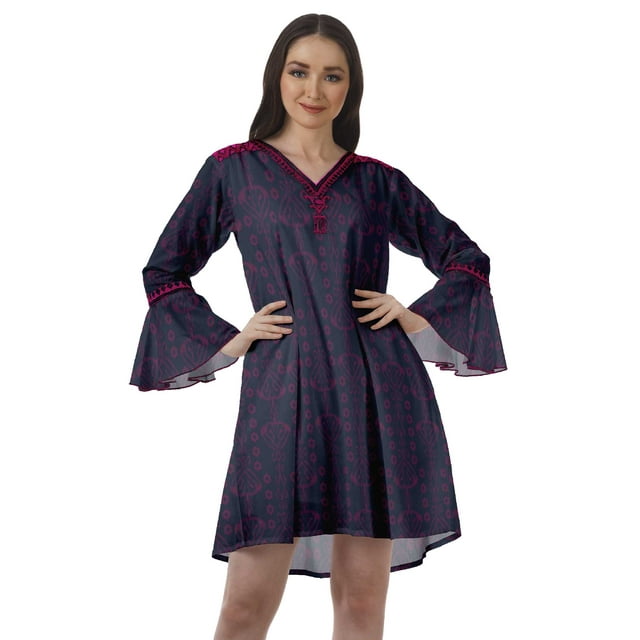 Moomaya Robes à Manches à Volants pour Femmes Robes d'Été Brodées pour Femmes