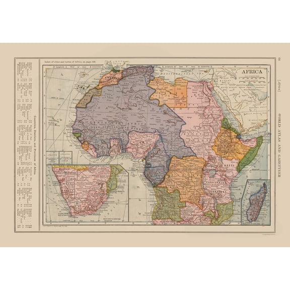 Historic Map - Africa - Reynold 1921 - 32.57 x 23 - Vintage Wall Art