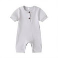 thumbnail image 1 of MesaSe Newborn Baby Short Sleeve Romper Knit Ribbed Solid Color Cotton Jumpsuits, 1 of 6