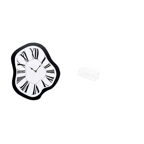 Luzkey Interior Wall Clock with Roman Numeral Design Hanging Storage Basket Wall Mounted Shelves Silent Movement Acrylic Material Suitable for Home Bedroom O