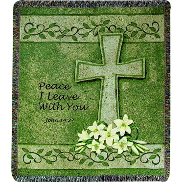 Manual Inspirational Collection 50 x 60-Inch Tapestry Throw with Verse, Peace I leave You,