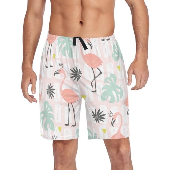 GZHJMY Flamingo Pajama Pants Short for Men, Lounge Pants Lightweight Men Pajama Bottoms with Drawstring Pockets, Christmas New Year Birthday Gifts, X-Large