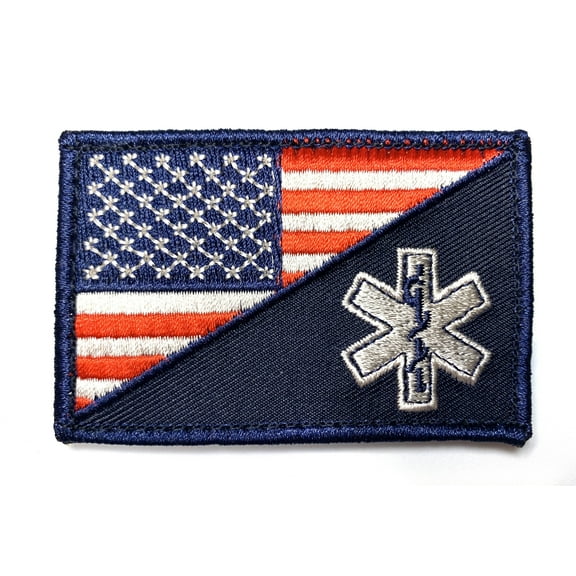 USA Flag EMS Morale Patch Split Hook & Loop
