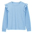 thumbnail image 7 of LpwkSSA Children Kids Girls Long Sleeve Shirts Spring Fashion Round Neck Basic Tops Casual Loose Comfy Tshirt Tunic Tops (Light Blue,11-12 Years), 7 of 7