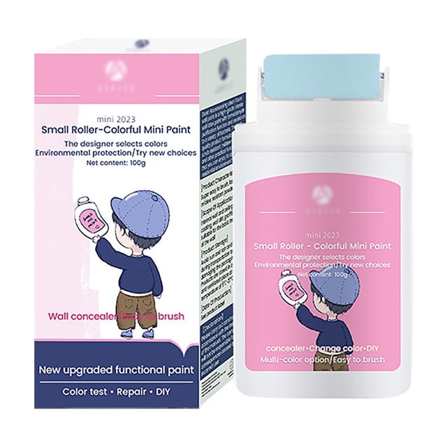 Agent de Réparation sous 10 Petit Rouleau Brosse de Réparation Murale Outil de Rouleau de Pâte Murale Petite Brosse à Rouleau Outil Mural Rouleau d'Épilation avec Peinture Latex 100ml