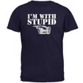 thumbnail image 1 of I'm With Stupid Right Funny Navy Adult T-Shirt, 1 of 1