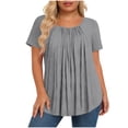 thumbnail image 2 of Neewe Womens Plus Size Pleated Tops Short Sleeve Summer Tunic Casual Loose Fit Crewneck Shirts Blouse 2026, 2 of 6