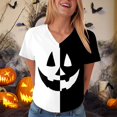thumbnail image 2 of Halloween T Shirt Women Funny Pumpkin Face Printed Cute Tee Short Sleeve Casual Funny Halloween Party Tops, 2 of 7