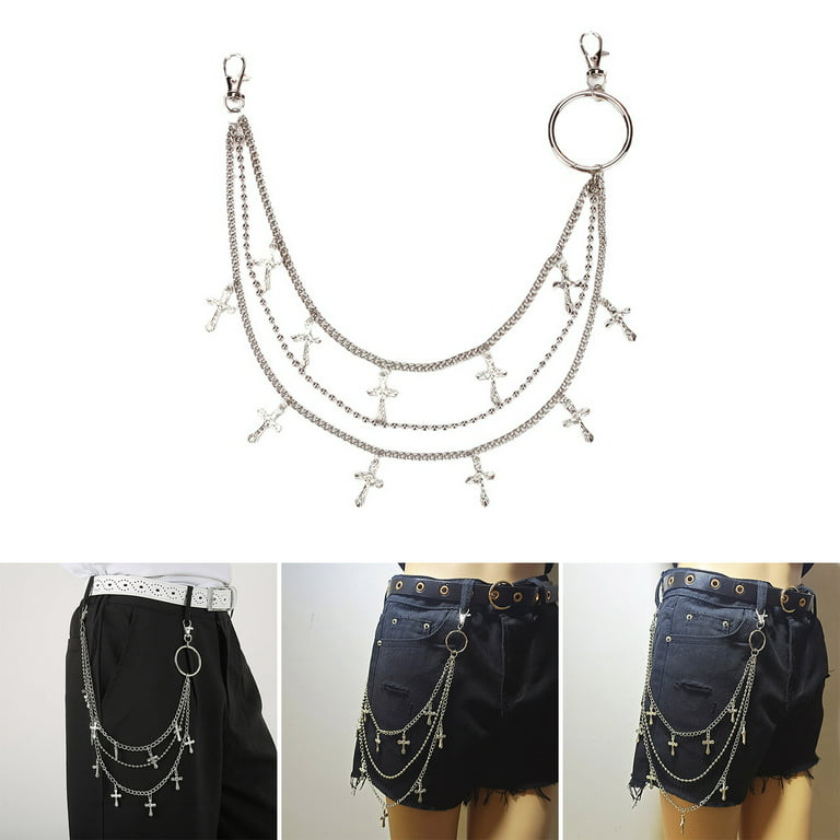 Sardfxul Pants Chain with Cross Decor Wallet Chain Charm Jeans Chains  Pocket Punk Chain Hip Hop Rock Style Chains for Women Men 