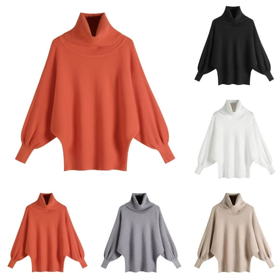 Lovskoo Sweaters for Women Plus Size Long Sleeve Loose Large Dolman Sleeve Knit Sweater Top Black