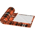 thumbnail image 4 of Halloween Plaid Throw Blankets for Couch Farmhouse Orange Black White Print Throw Blanket Lightweight Soft Warm Cozy Plush Blanket for Bed Sofa Pumpkin Decor 50" x 60", 4 of 5