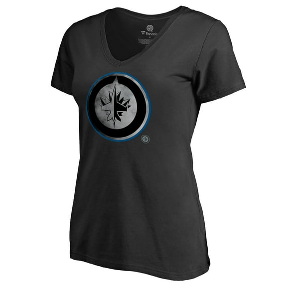 Women's Black Winnipeg Jets Core Smoke V-Neck T-Shirt