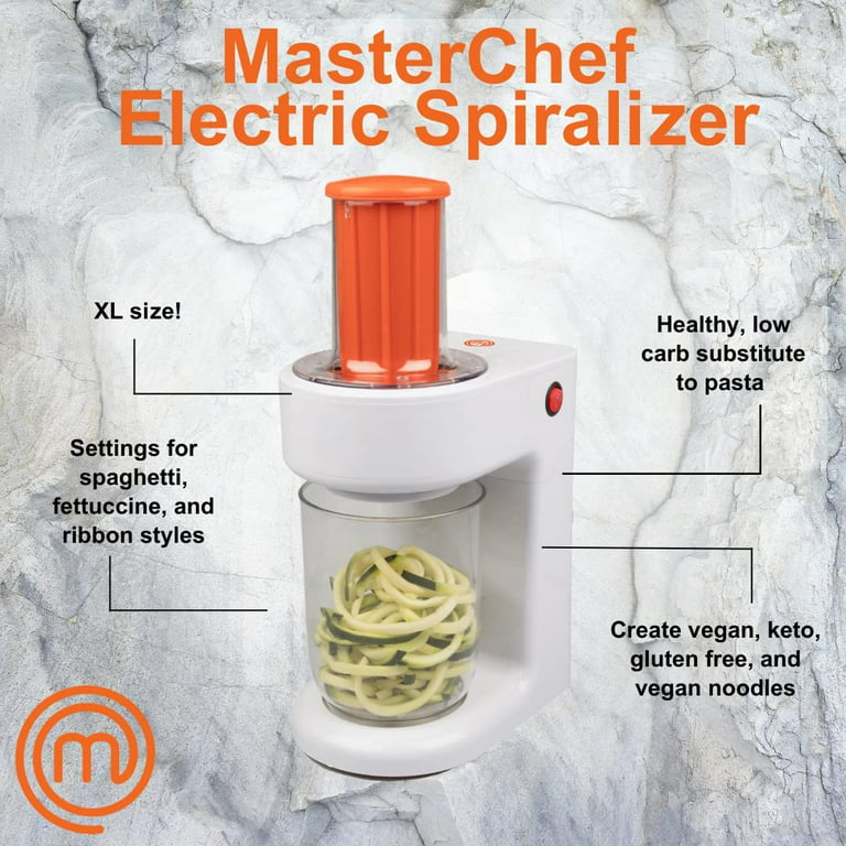 Total Chef 3-in-1 Automatic Electric Vegetable Spiralizer and Slicer, 3  Blade Attachments for Veggie Spaghetti, Noodles, and Ribbons, Black and  Silver, Zoodle Maker 