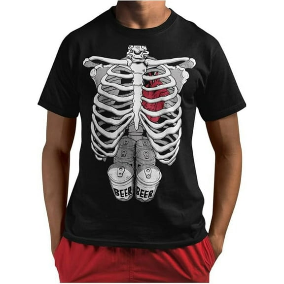 Skeleton Shirt Mens Rib Cage Costume Adult Funny Halloween Shirts for Men Large Black M-Large Black
