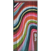 Vauluxe Modern Multicolor Painted Waves Beaded Curtains, 36in x 79in, 125 Strands
