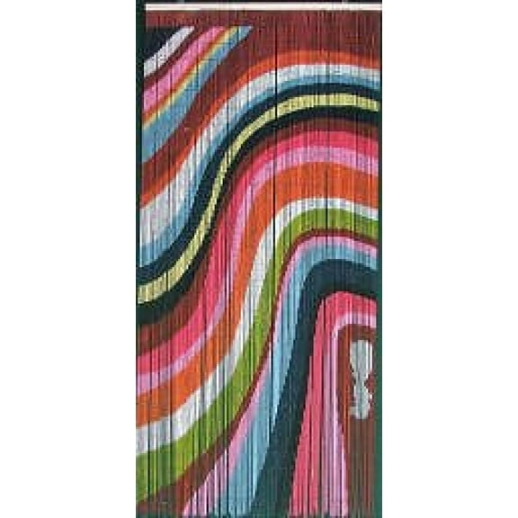 Vauluxe Modern Multicolor Painted Waves Beaded Curtains, 36in x 79in, 125 Strands
