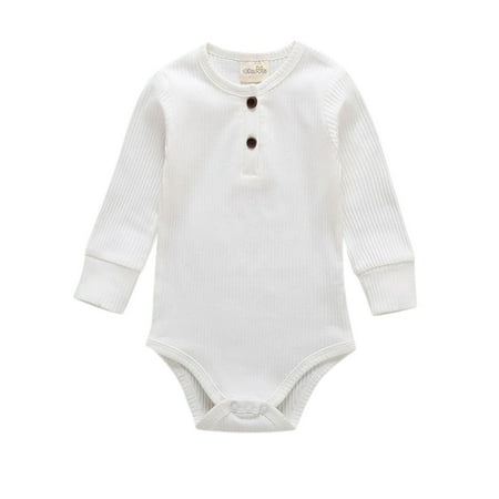 

Larisalt Romper Boy Fall Baby Boys Knit Long Sleeve Hoodneck Coverall White
